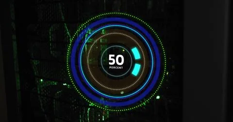 Image of internet speedometer data processing over computer servers Foto stock