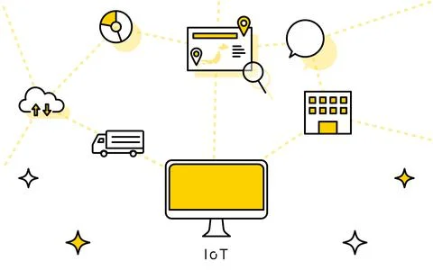 Image of IoT, illustration of a system for logistics system and production ma 库存插图