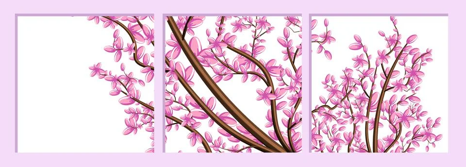 Image isolated on white background. Branch in pink flowers. Sakura. Co Stock Illustration