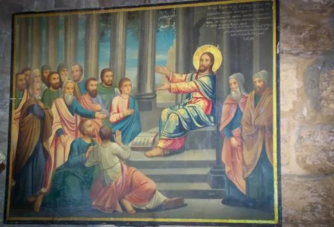 Image of Jesus preaching in the temple in Jerusalem Stock Photos