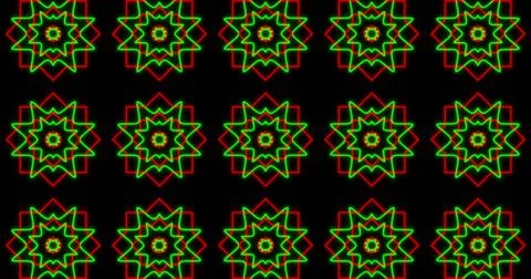 Image of kaleidoscope neon pattern moving in hypnotic motion on seamless loop Stock Illustration