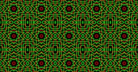 Image of kaleidoscope neon pattern moving in hypnotic motion on seamless loop Stock Illustration