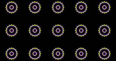 Image of kaleidoscope neon pattern moving in hypnotic motion on seamless loop Stock Illustration