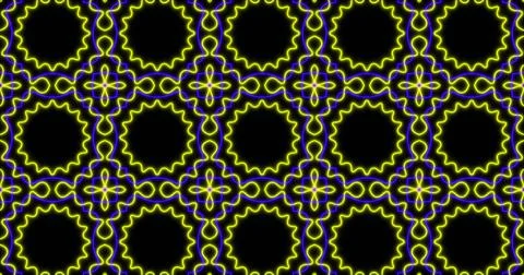 Image of kaleidoscope neon pattern moving in hypnotic motion on seamless loop Stock Illustration