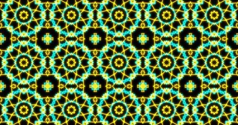Image of kaleidoscope neon pattern moving in hypnotic motion on seamless loop Stock Illustration