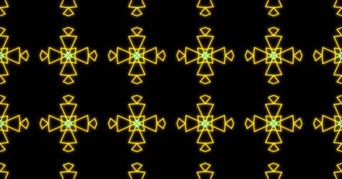 Image of kaleidoscope neon pattern moving in hypnotic motion on seamless loop Stock Illustration