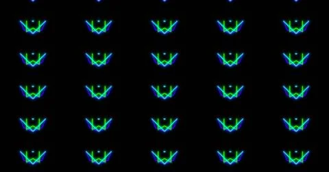 Image of kaleidoscope neon pattern moving in hypnotic motion on seamless loop Illustrazione stock