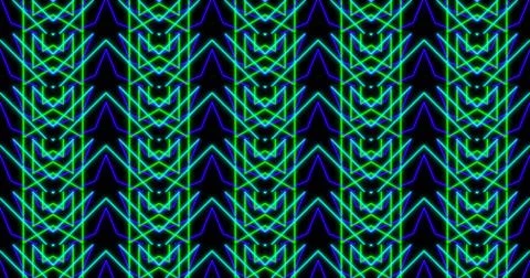 Image of kaleidoscope neon pattern moving in hypnotic motion on seamless loop Stock Illustration