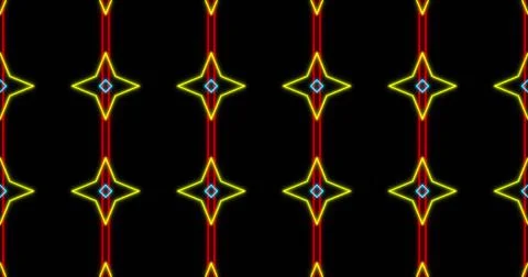 Image of kaleidoscope neon pattern moving in hypnotic motion on seamless loop Stock Illustration