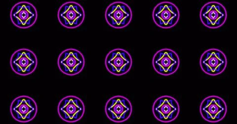 Image of kaleidoscope neon pattern moving in hypnotic motion on seamless loop Stock Illustration