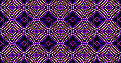 Image of kaleidoscope neon pattern moving in hypnotic motion on seamless loop Stock Illustration
