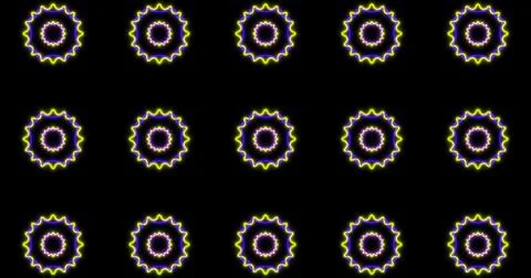 Image of kaleidoscope neon pattern moving in hypnotic motion on seamless loop on Stock Illustration
