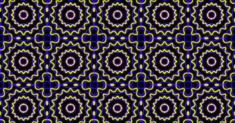 Image of kaleidoscope neon pattern moving in hypnotic motion on seamless loop on Stock Illustration