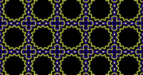Image of kaleidoscope neon pattern moving in hypnotic motion on seamless loop on Stock Illustration