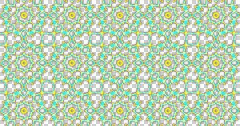 Image of kaleidoscope neon pattern moving in hypnotic motion on transparent Stock Illustration