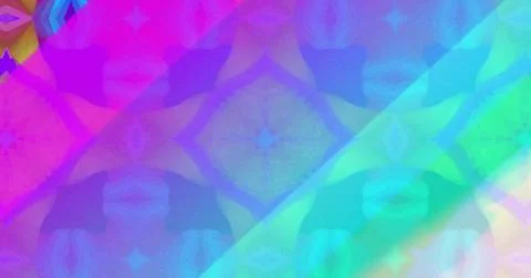 Image of kaleidoscopic pattern moving over blue background Stock Illustration