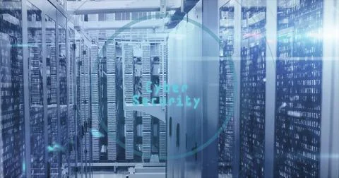 Image of key icon and digital data processing over computer servers Stock Photos