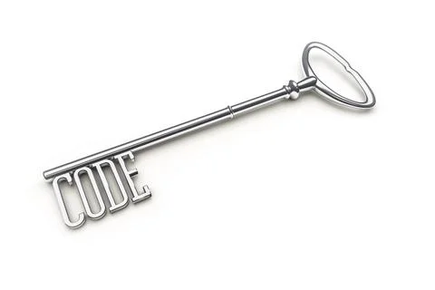 An image of a key with the word code Stock Illustration