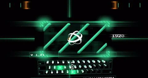 Image of keyboard and data processing on black background イラスト素材