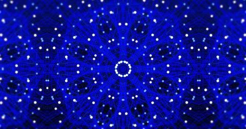 Image of kick text, application icons over mandala patterns and dots against Stock Photos