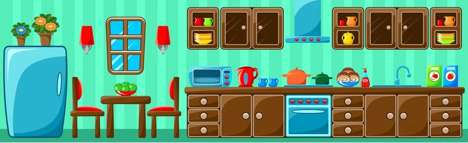 Image of kitchen interior with design elements Stock Illustration