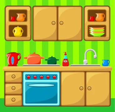 Image of kitchen interior with design elements Stock Illustration