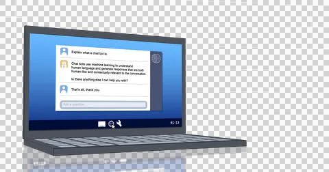Image of laptop with ai chat over transparent background Ilustração Stock