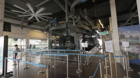Image of large cable car structure for locomotion in Singapore Stock Footage 207991197