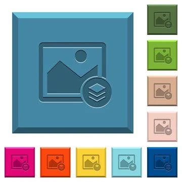 Image layers engraved icons on edged square buttons イラスト素材