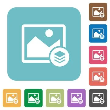 Image layers rounded square flat icons 스톡 일러스트