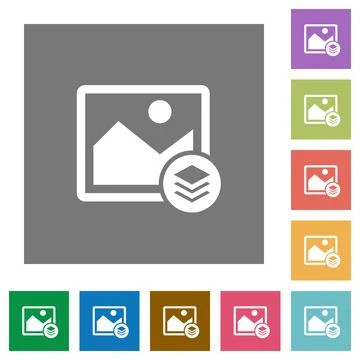 Image layers square flat icons イラスト素材