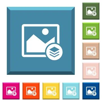 Image layers white icons on edged square buttons イラスト素材