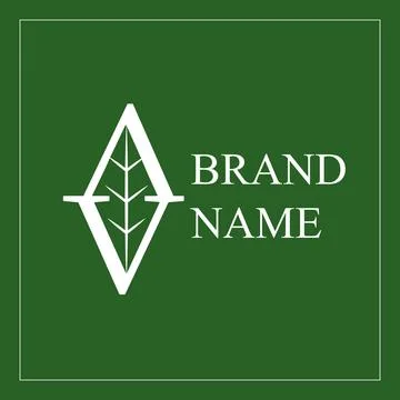 An image of a leaf with veins in a monogram. elegant logo for your brand Stock Illustration