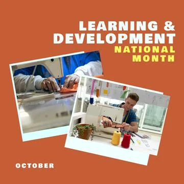 Image of learning and development national month on orange background with Stock Photos