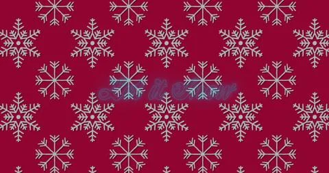 Image of let it snow text over christmas snowflake pattern on red background Stock Illustration