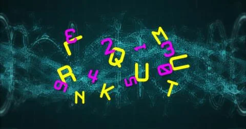 Image of letters moving over dna strand Stock Illustration
