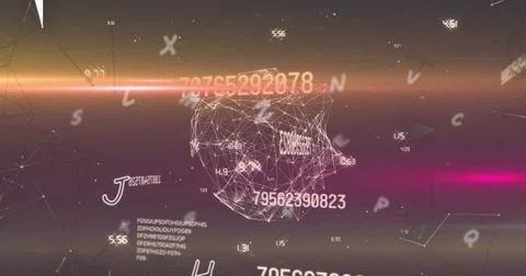 Image of letters over data processing on a dark background Stockfoto's