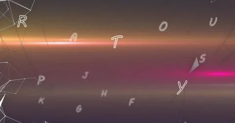 Image of letters over data processing on a dark background Stock Photos