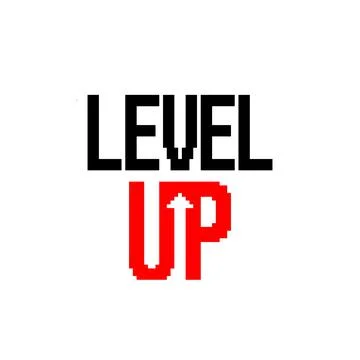 Image level up pixels, for 8 bit games. Vector illustration of cross stitch Stock Illustration