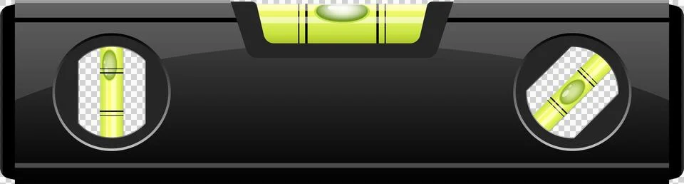 Image of a level tool showcasing three liquid-filled vials with floating bu.. Stock Illustration