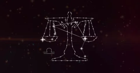 Image of libra star sign on clouds of smoke in background Stock Photos