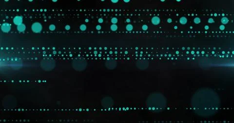Image of light and horizontal lines of blue pixels of interference on black Illustrazione stock