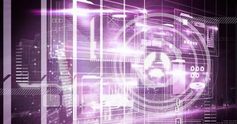 Image of light over digital screen with diverse data Stock Photos
