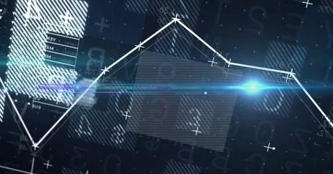 Image of light spot over statistical data processing against blue background Stock Illustration
