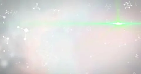 Image of light spots and molecules over white background Stock Illustration