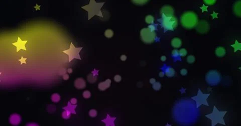Image of light spots and stars over black background Ilustração Stock
