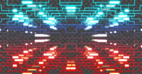 Image of light spots moving over network of connections, created using Illustrazione stock