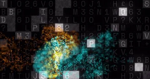 Image of light spots over data processing on black background Stock Photos