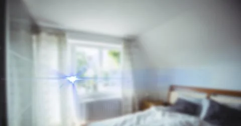 Image of light spots over empty house interior Ilustração Stock