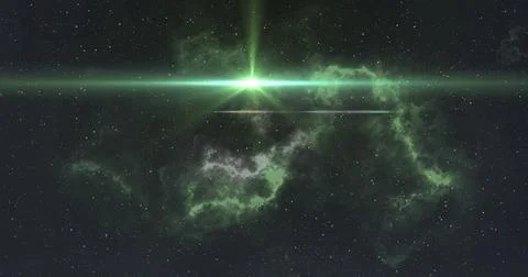 Image of light spots over green clouds Ilustração Stock